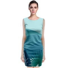 Illustration Of Palm Leaves Waves Mountain Hills Classic Sleeveless Midi Dress