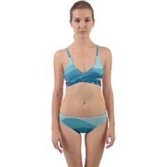 Illustration Of Palm Leaves Waves Mountain Hills Wrap Around Bikini Set