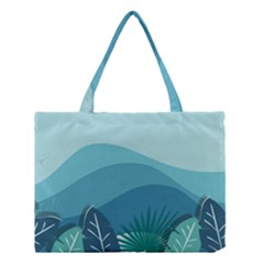 Illustration Of Palm Leaves Waves Mountain Hills Medium Tote Bag