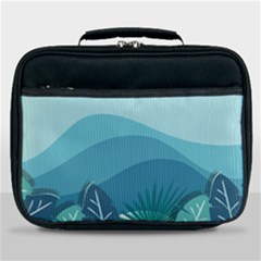 Illustration Of Palm Leaves Waves Mountain Hills Lunch Bag by HermanTelo