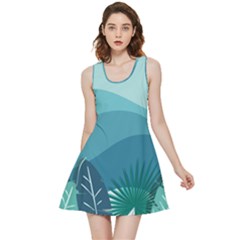 Illustration Of Palm Leaves Waves Mountain Hills Inside Out Reversible Sleeveless Dress