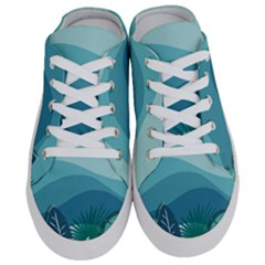 Illustration Of Palm Leaves Waves Mountain Hills Half Slippers