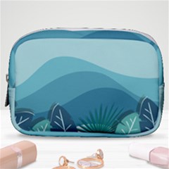 Illustration Of Palm Leaves Waves Mountain Hills Make Up Pouch (small)