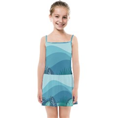 Illustration Of Palm Leaves Waves Mountain Hills Kids  Summer Sun Dress