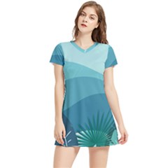 Illustration Of Palm Leaves Waves Mountain Hills Women s Sports Skirt