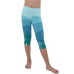 Illustration Of Palm Leaves Waves Mountain Hills Kids  Lightweight Velour Capri Leggings  by HermanTelo