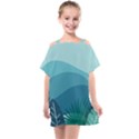 Illustration Of Palm Leaves Waves Mountain Hills Kids  One Piece Chiffon Dress View1