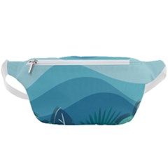 Illustration Of Palm Leaves Waves Mountain Hills Waist Bag 