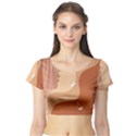 Online Woman Beauty Brown Short Sleeve Crop Top View1