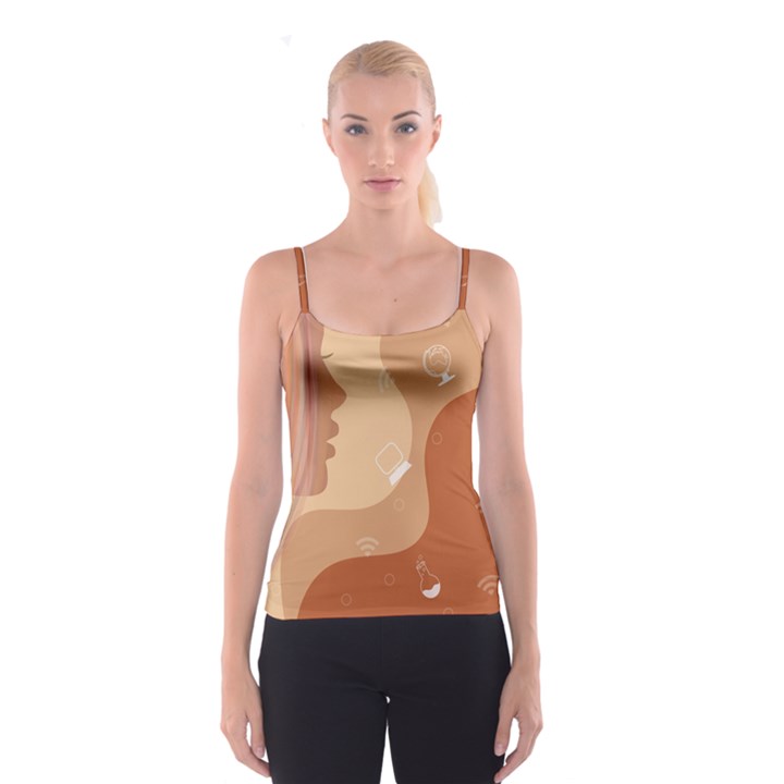 Online Woman Beauty Brown Spaghetti Strap Top