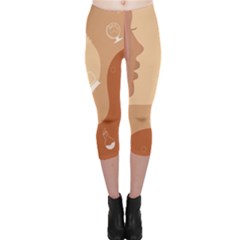 Online Woman Beauty Brown Capri Leggings  by Mariart