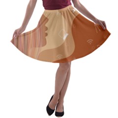 Online Woman Beauty Brown A-line Skater Skirt by Mariart