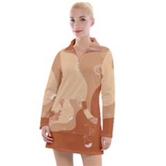 Online Woman Beauty Brown Women s Long Sleeve Casual Dress