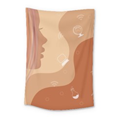 Online Woman Beauty Brown Small Tapestry by Mariart