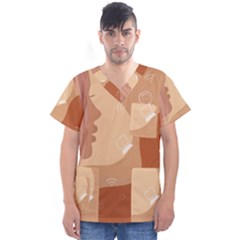 Online Woman Beauty Brown Men s V-neck Scrub Top