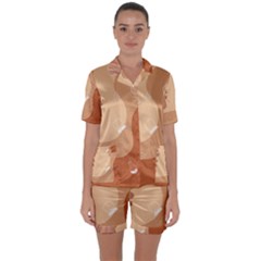 Online Woman Beauty Brown Satin Short Sleeve Pajamas Set by Mariart