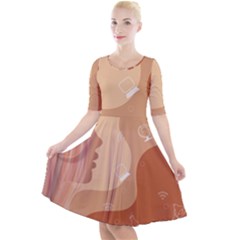 Online Woman Beauty Brown Quarter Sleeve A-line Dress by Mariart