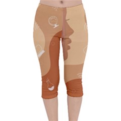 Online Woman Beauty Brown Velvet Capri Leggings 