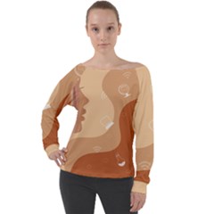 Online Woman Beauty Brown Off Shoulder Long Sleeve Velour Top by Mariart