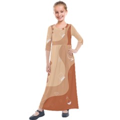 Online Woman Beauty Brown Kids  Quarter Sleeve Maxi Dress by Mariart