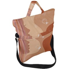 Online Woman Beauty Brown Fold Over Handle Tote Bag