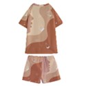 Online Woman Beauty Brown Kids  Swim Tee and Shorts Set View2