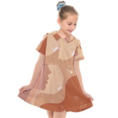 Online Woman Beauty Brown Kids  Short Sleeve Shirt Dress