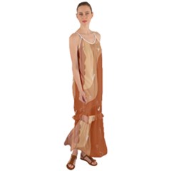 Online Woman Beauty Brown Cami Maxi Ruffle Chiffon Dress by Mariart