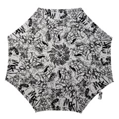 Black And White Graffiti Abstract Collage Hook Handle Umbrellas (large)