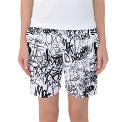 Black And White Graffiti Abstract Collage Women s Basketball Shorts by dflcprintsclothing