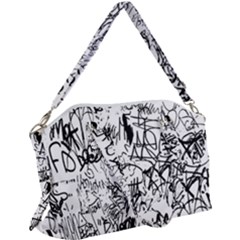 Black And White Graffiti Abstract Collage Canvas Crossbody Bag