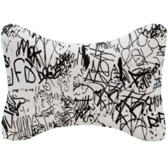 Black And White Graffiti Abstract Collage Seat Head Rest Cushion