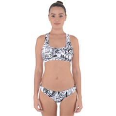 Black And White Graffiti Abstract Collage Cross Back Hipster Bikini Set