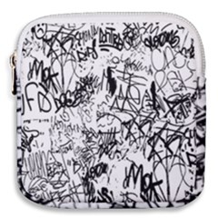 Black And White Graffiti Abstract Collage Mini Square Pouch