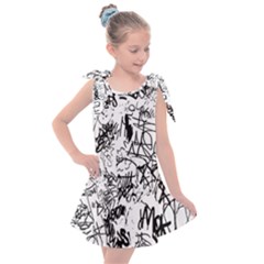 Black And White Graffiti Abstract Collage Kids  Tie Up Tunic Dress