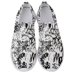 Black And White Graffiti Abstract Collage Men s Slip On Sneakers