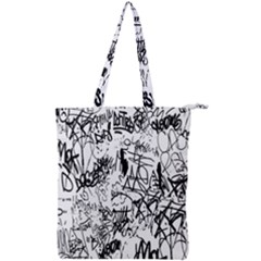 Black And White Graffiti Abstract Collage Double Zip Up Tote Bag by dflcprintsclothing