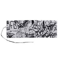 Black And White Graffiti Abstract Collage Roll Up Canvas Pencil Holder (m) by dflcprintsclothing