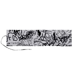 Black And White Graffiti Abstract Collage Roll Up Canvas Pencil Holder (l)