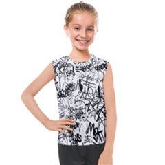 Black And White Graffiti Abstract Collage Kids  Mesh Tank Top