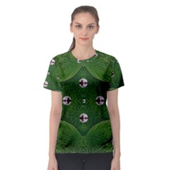 One Island In A Safe Environment Of Eternity Green Women s Sport Mesh Tee