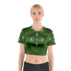 One Island In A Safe Environment Of Eternity Green Cotton Crop Top by pepitasart