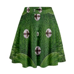 One Island In A Safe Environment Of Eternity Green High Waist Skirt by pepitasart