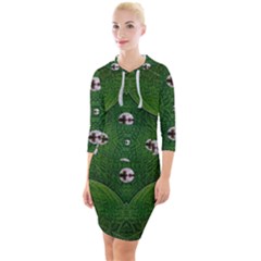 One Island In A Safe Environment Of Eternity Green Quarter Sleeve Hood Bodycon Dress by pepitasart