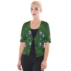 One Island In A Safe Environment Of Eternity Green Cropped Button Cardigan by pepitasart