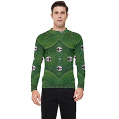 One Island In A Safe Environment Of Eternity Green Men s Long Sleeve Rash Guard