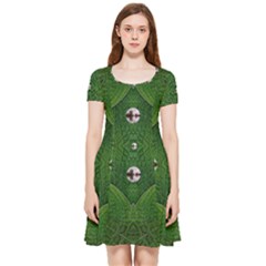 One Island In A Safe Environment Of Eternity Green Inside Out Cap Sleeve Dress