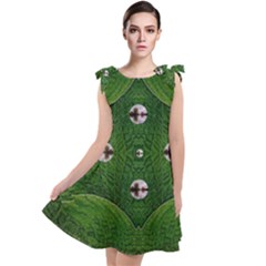 One Island In A Safe Environment Of Eternity Green Tie Up Tunic Dress by pepitasart