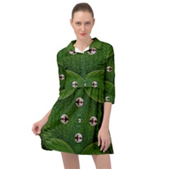 One Island In A Safe Environment Of Eternity Green Mini Skater Shirt Dress by pepitasart