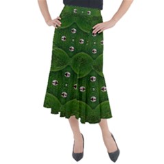 One Island In A Safe Environment Of Eternity Green Midi Mermaid Skirt by pepitasart